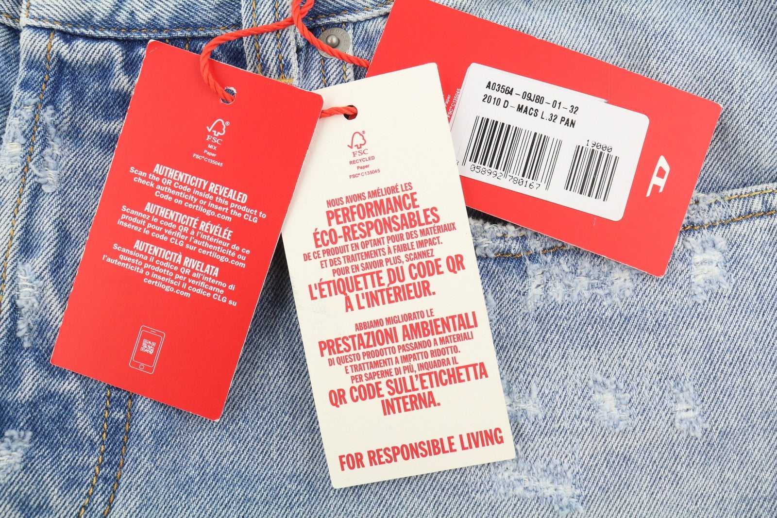 DIESEL 2010 D-Macs 09J80 Men Jeans W32/L32 Blue Loose Fit Straight Leg RRP250
