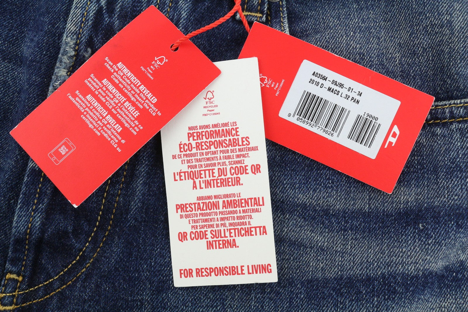 DIESEL 2010 D-Macs 09J95 Men Jeans W34/L32 Blue Distress Loose Straight RRP275