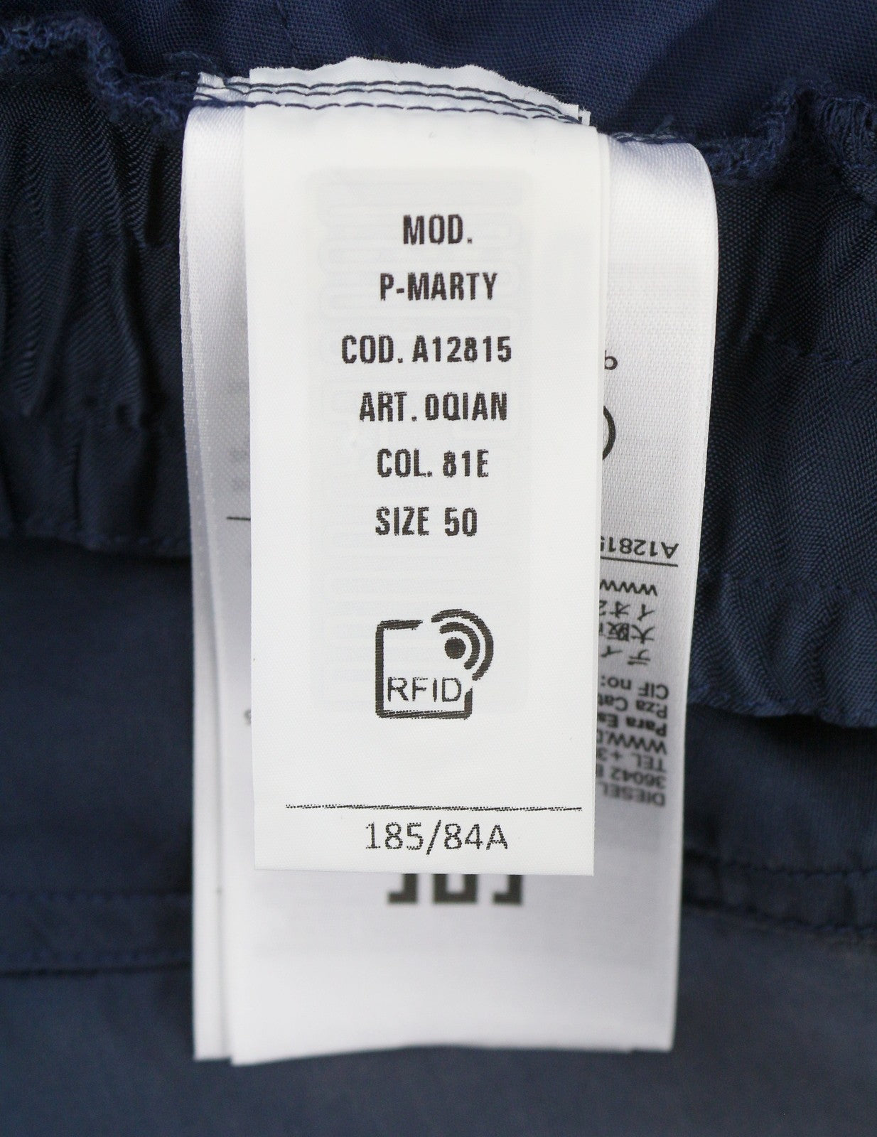 DIESEL P-Marty Men Trousers 50 W33 Blue Satin Oversized Extra-Baggy Cargo RRP325