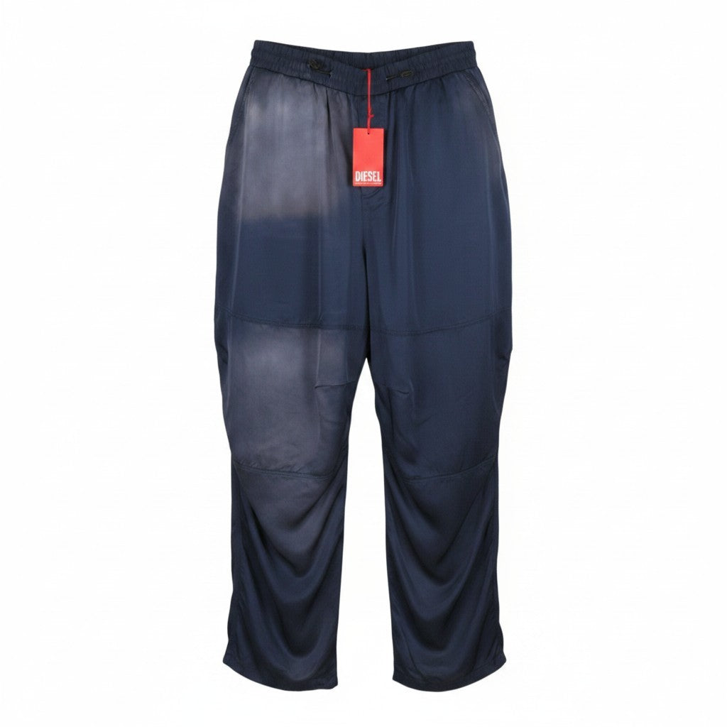 DIESEL P-Marty Men Trousers 50 W33 Blue Satin Oversized Extra-Baggy Cargo RRP325
