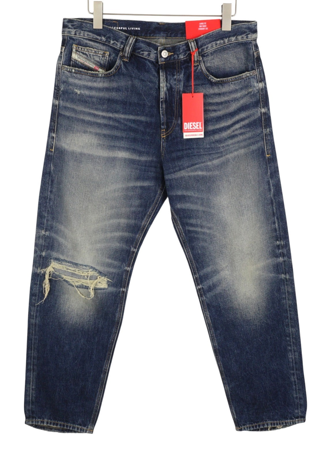 DIESEL 2010 D-Macs 09J95 Men Jeans W34/L32 Blue Distress Loose Straight RRP275