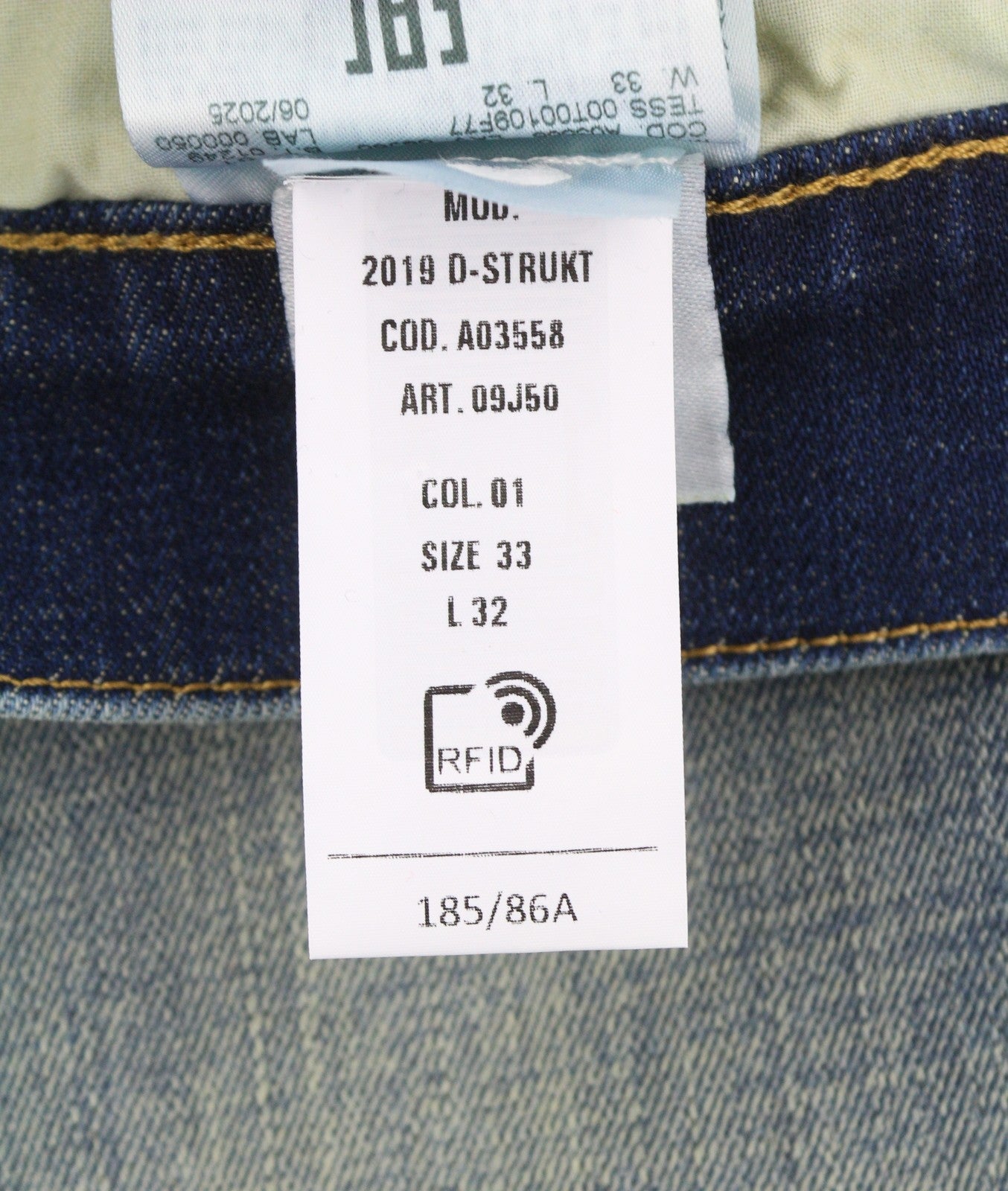 DIESEL 2019 D-Strukt 09J50 Men Jeans W33/L32 Blue Whiskers Faded Slim Fit RRP195