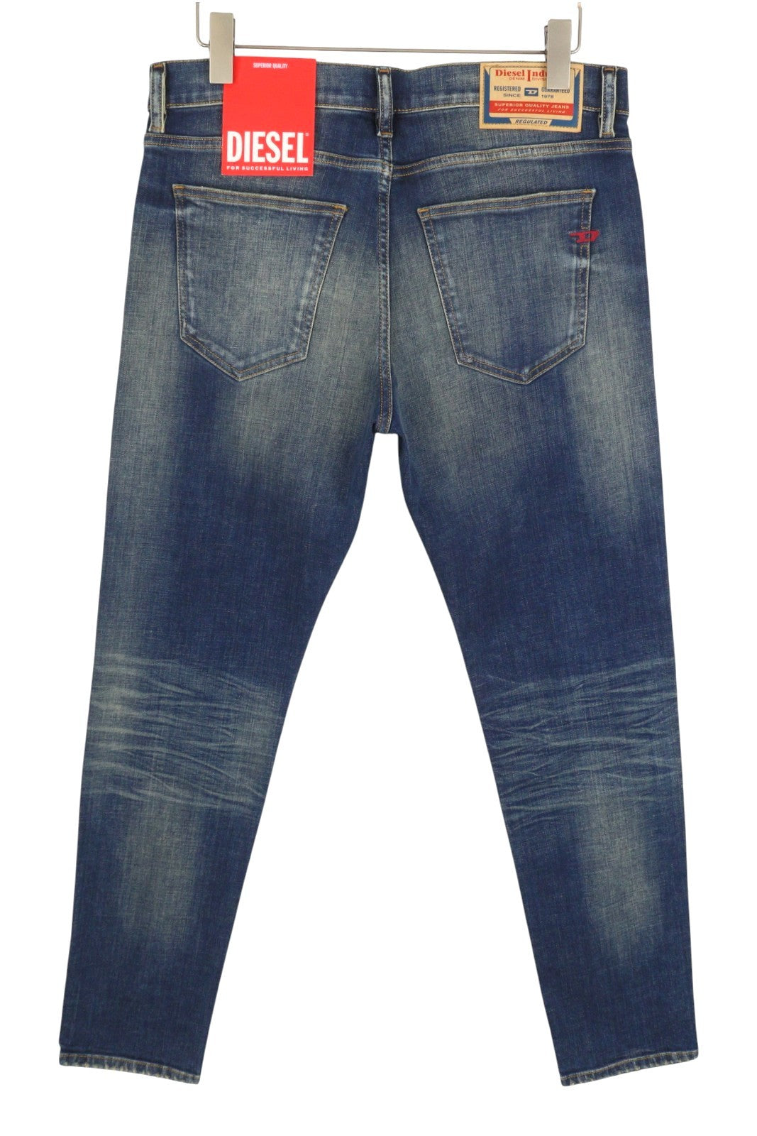 DIESEL 2019 D-Strukt 09J50 Men Jeans W33/L32 Blue Whiskers Faded Slim Fit RRP195