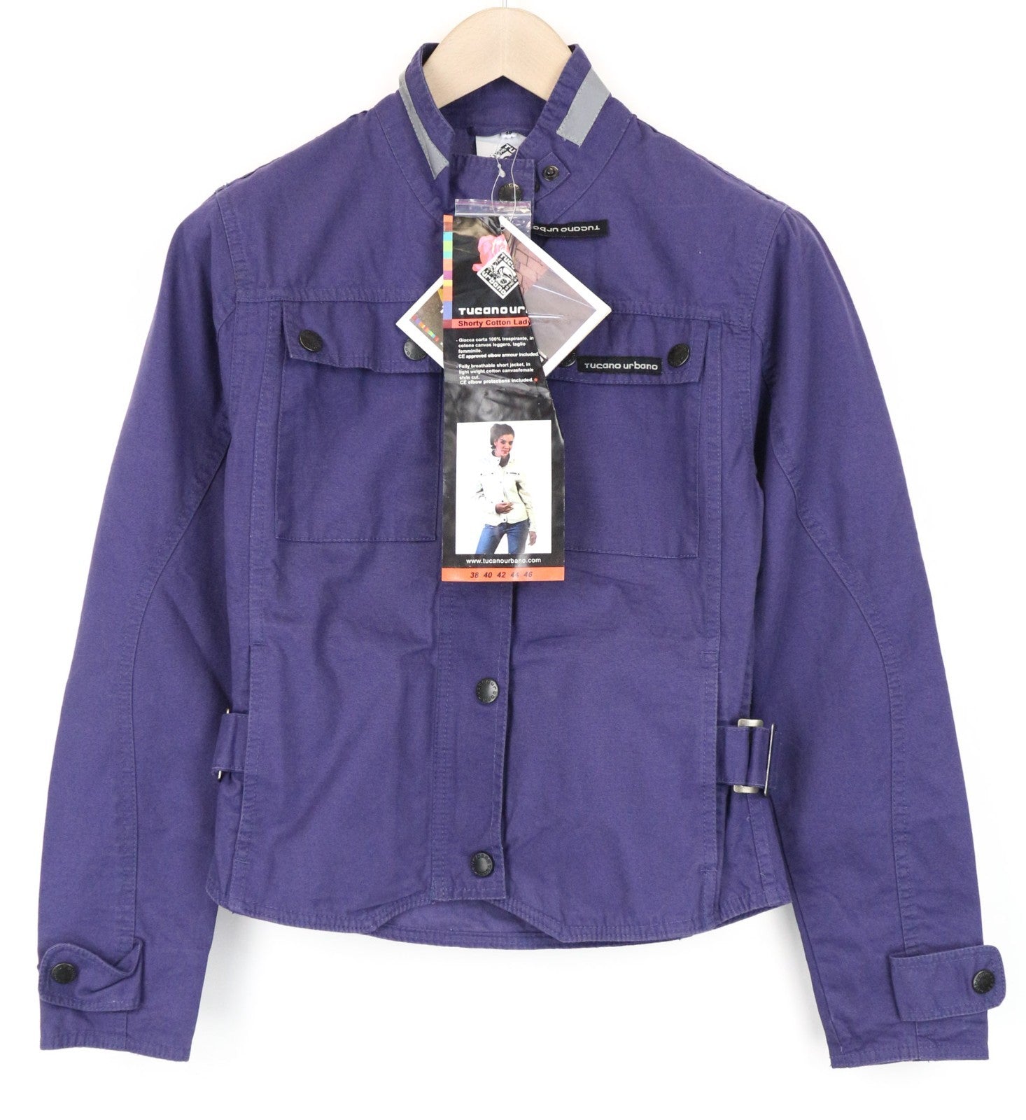 TUCANO URBANO Shorty Women Jacket IT38 M Purple Pure Cotton Breathable Moto