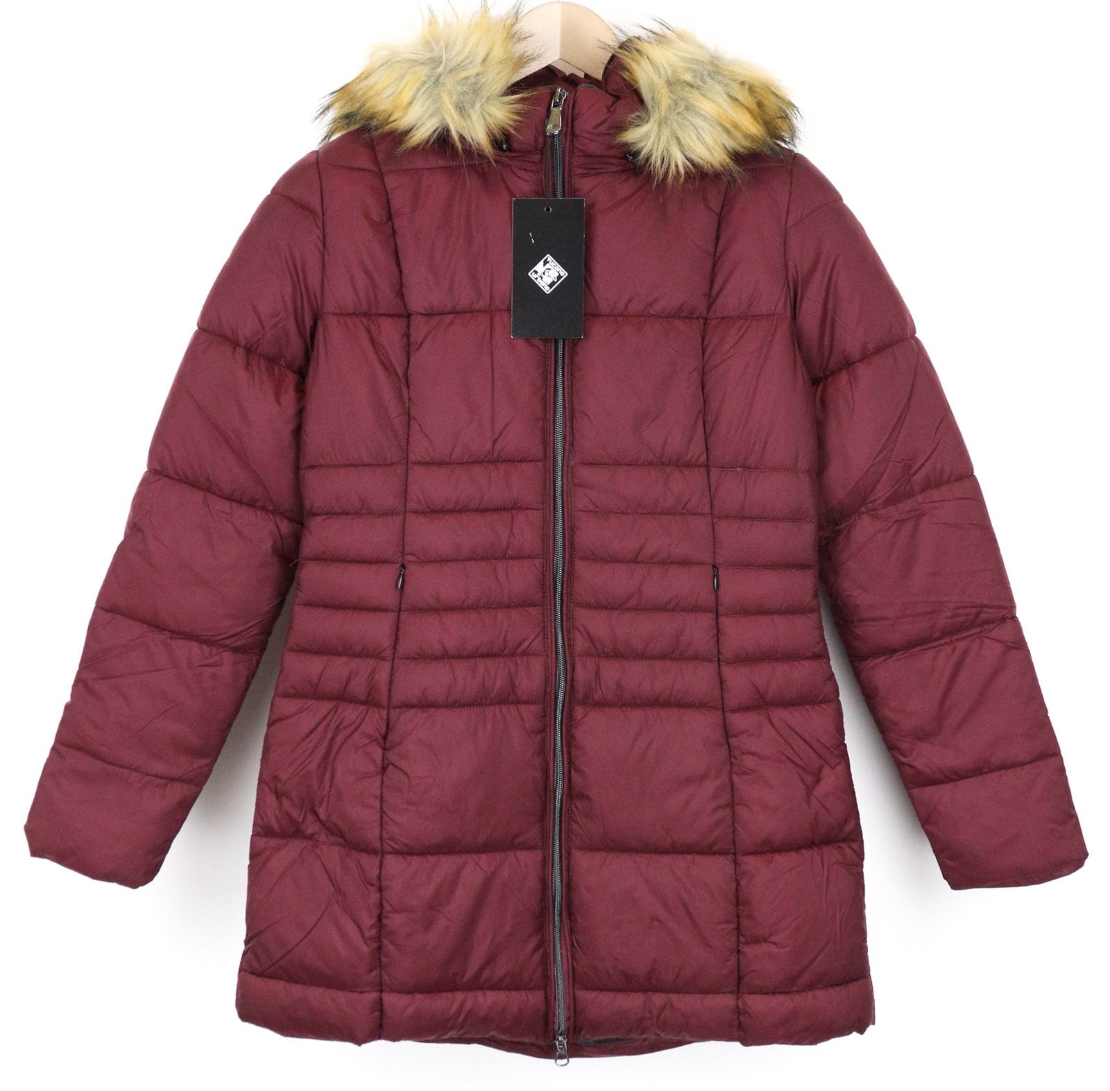 TUCANO URBANO Furbet Women Jacket XS Red Thermal Padded Lined Faux Fur Hooded