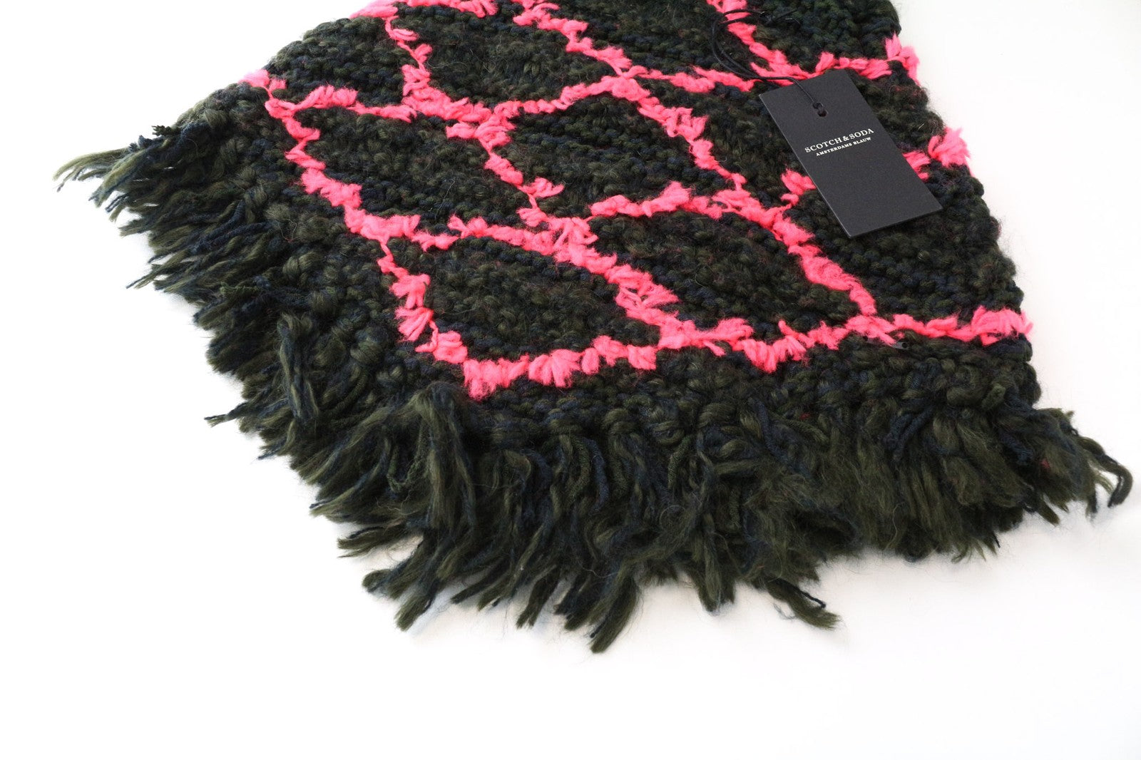 SCOTCH & SODA Ams Couture Women Scarf OS Green Pink Knitted Tassels Pull On