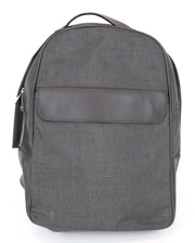 SUITSUPPLY Men Backpack OS Grey Brown Leather Detail Adjustable Straps Backpack