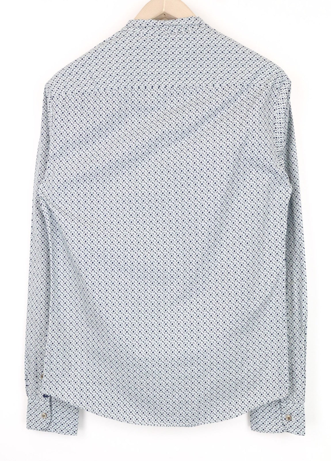 SCOTCH & SODA Men Shirt S Blue Patterned Button Up Classic Cotton Poplin