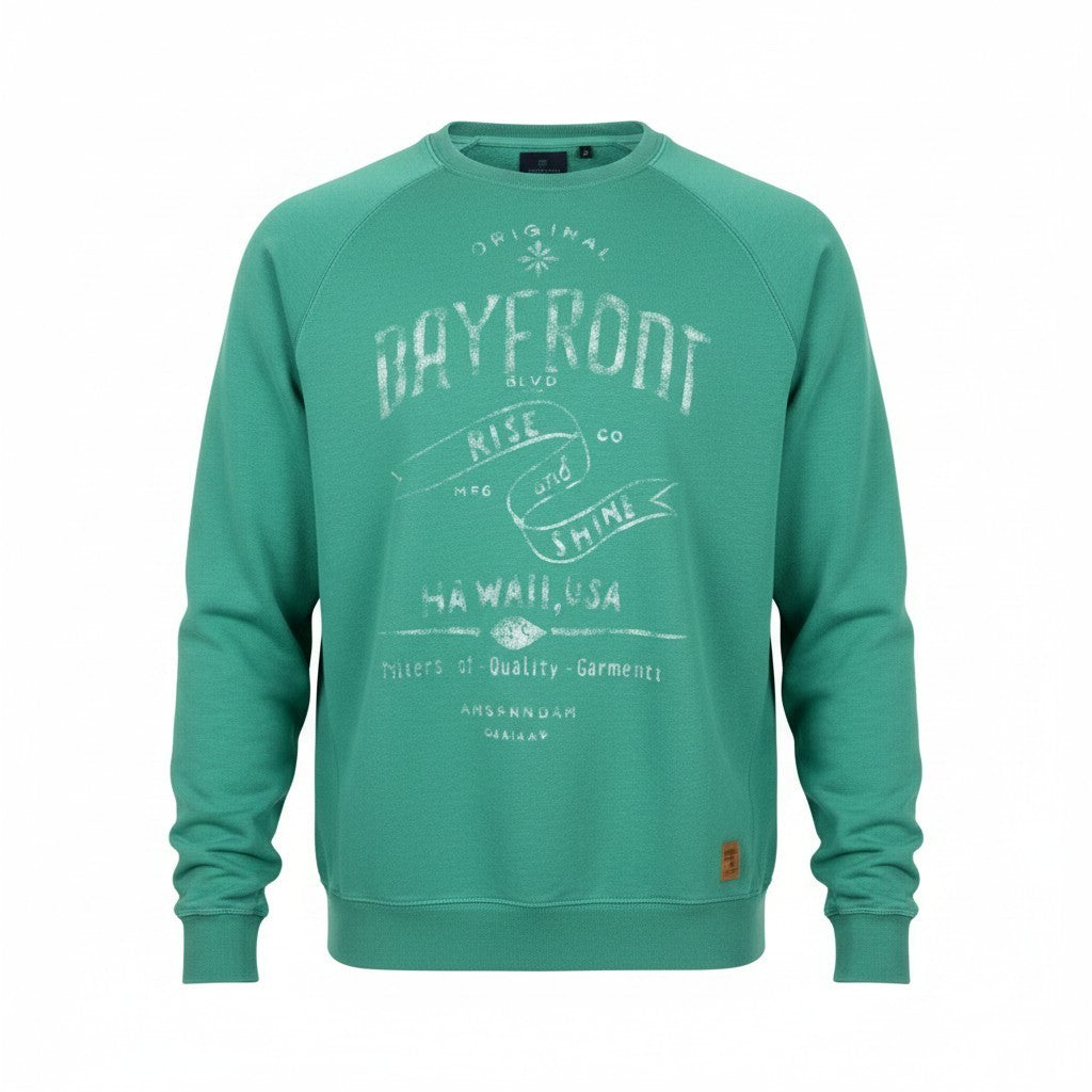SCOTCH & SODA Men Sweatshirt 2XL Green Graphic Garment-Dyed Crew Neck Fleece