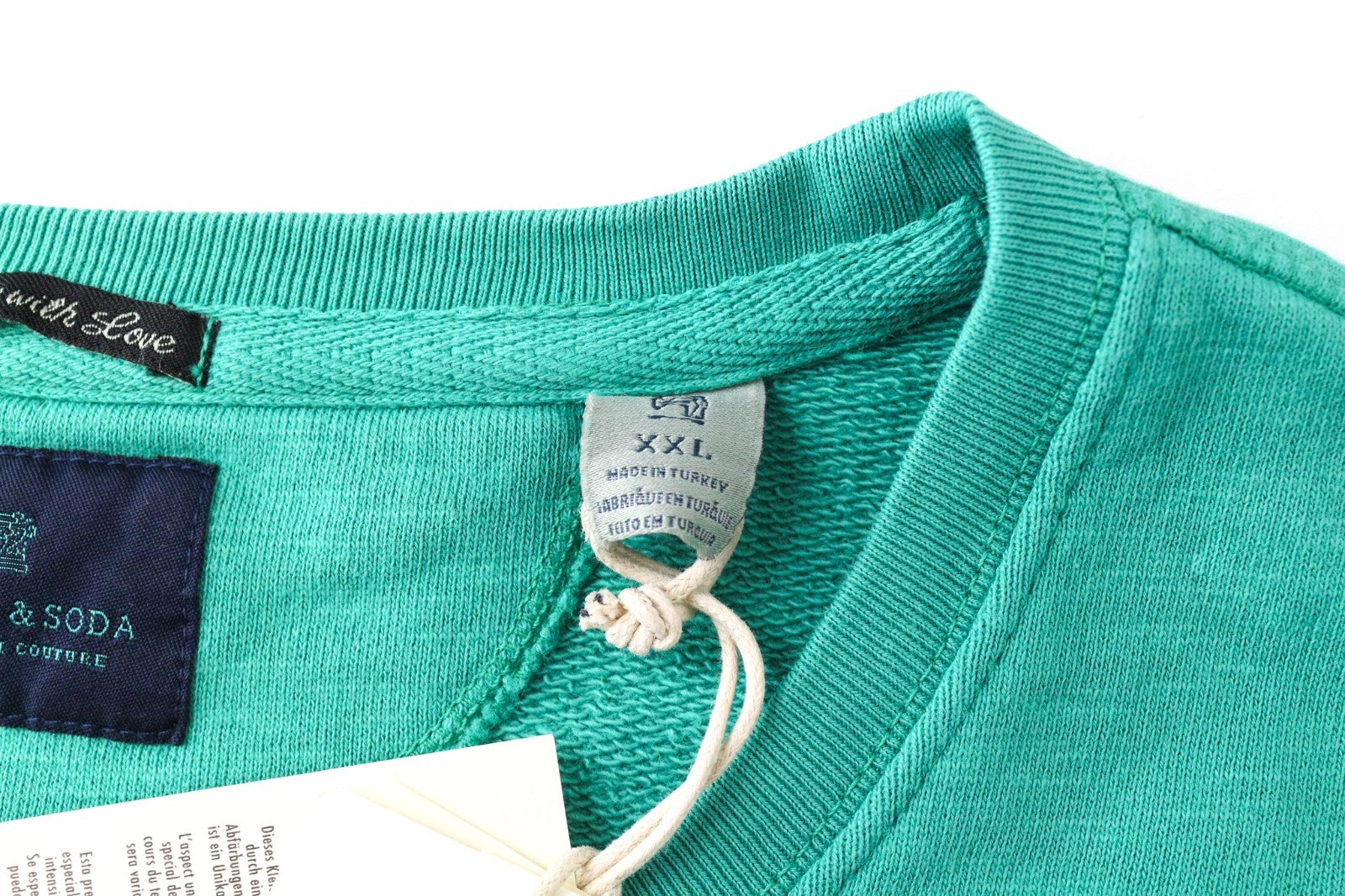 SCOTCH & SODA Men Sweatshirt 2XL Green Graphic Garment-Dyed Crew Neck Fleece