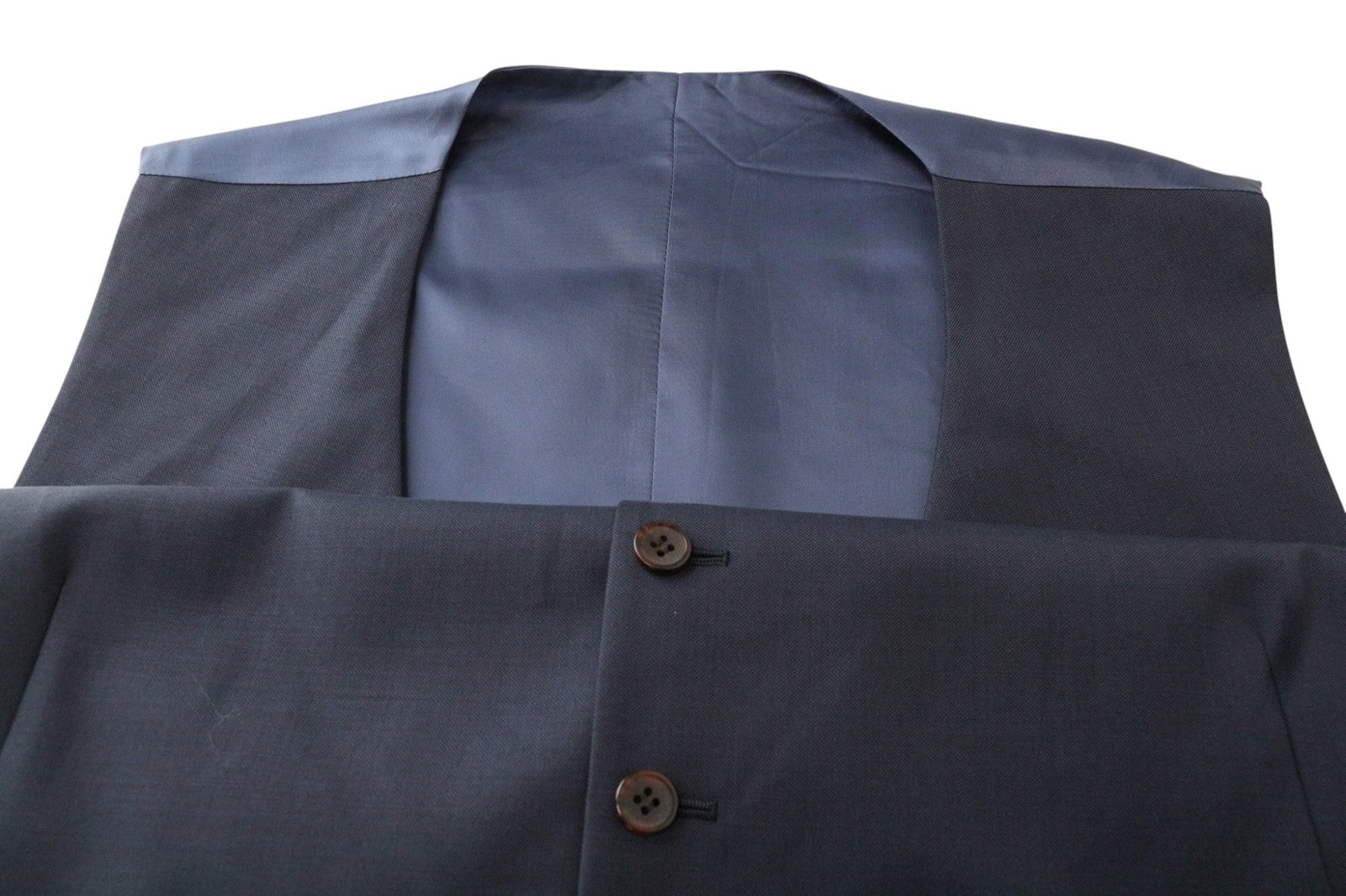 SUITSUPPLY Lazio Men Suit UK50S Blue 3-Piece Slim Melange Wool S110s Perennial