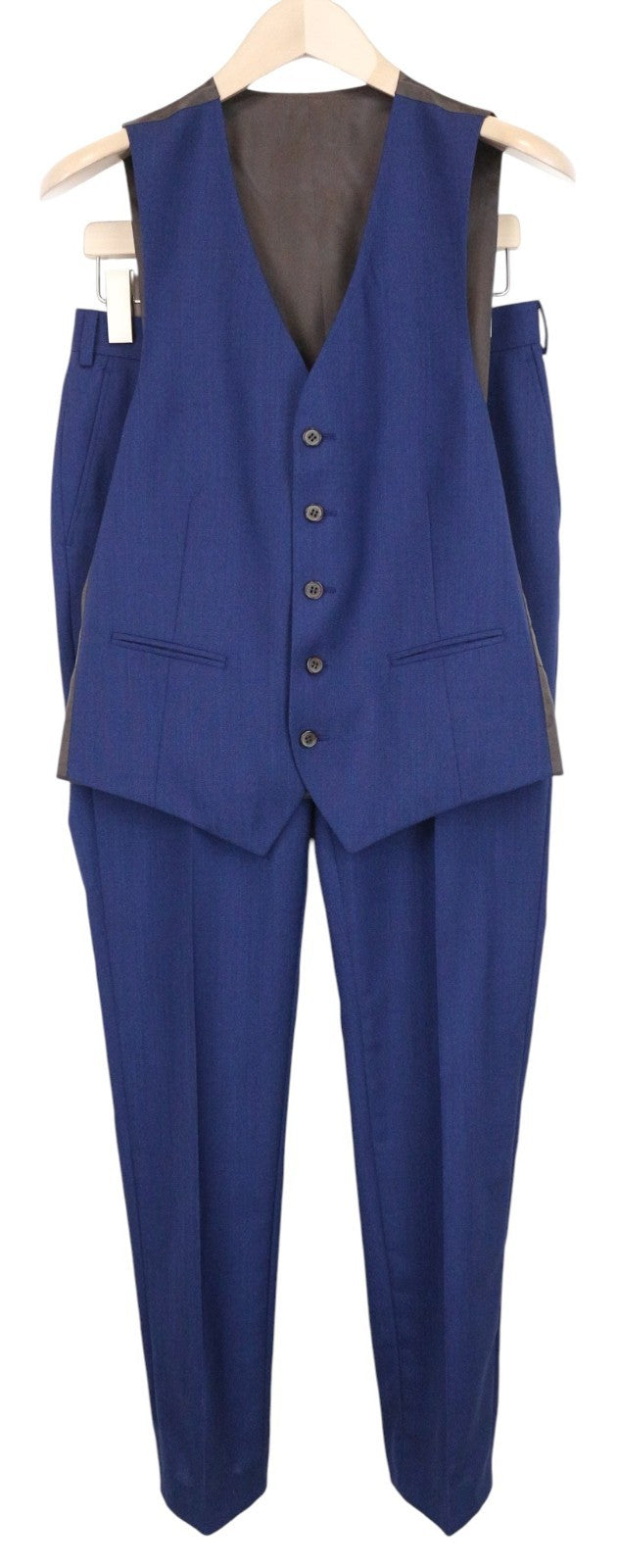 SUITSUPPLY Ferrara Men Suit UK36R Blue 2-Piece Slim Melange Flat-Front Wool