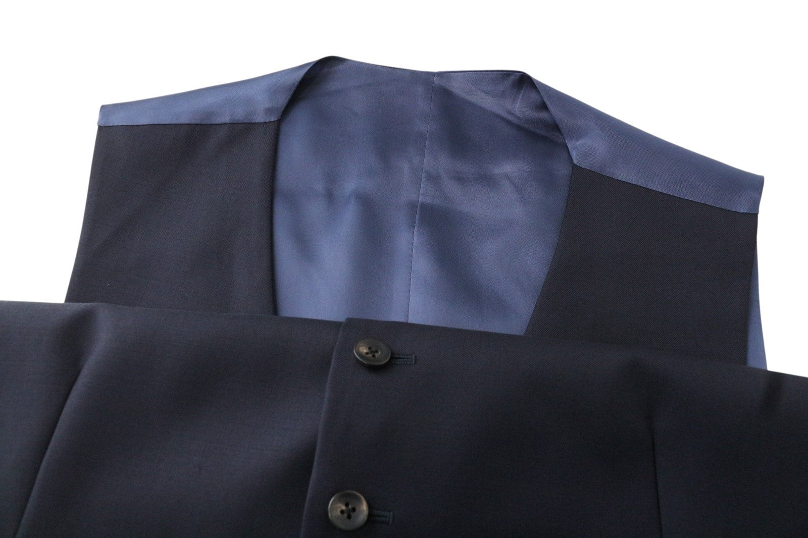 SUITSUPPLY Ferrara Men Suit UK40S Navy Flat-Front Wool 2-Piece Slim Melange
