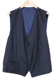 SUITSUPPLY Lazio Men Waistcoat UK54 Navy Blue Slim Melange Classic Formal Wool
