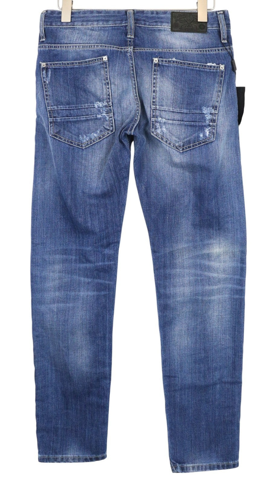 TAKESHY KUROSAWA TK08 Men Jeans W32 Blue Non-Stretch Distressed Slim Buttoned