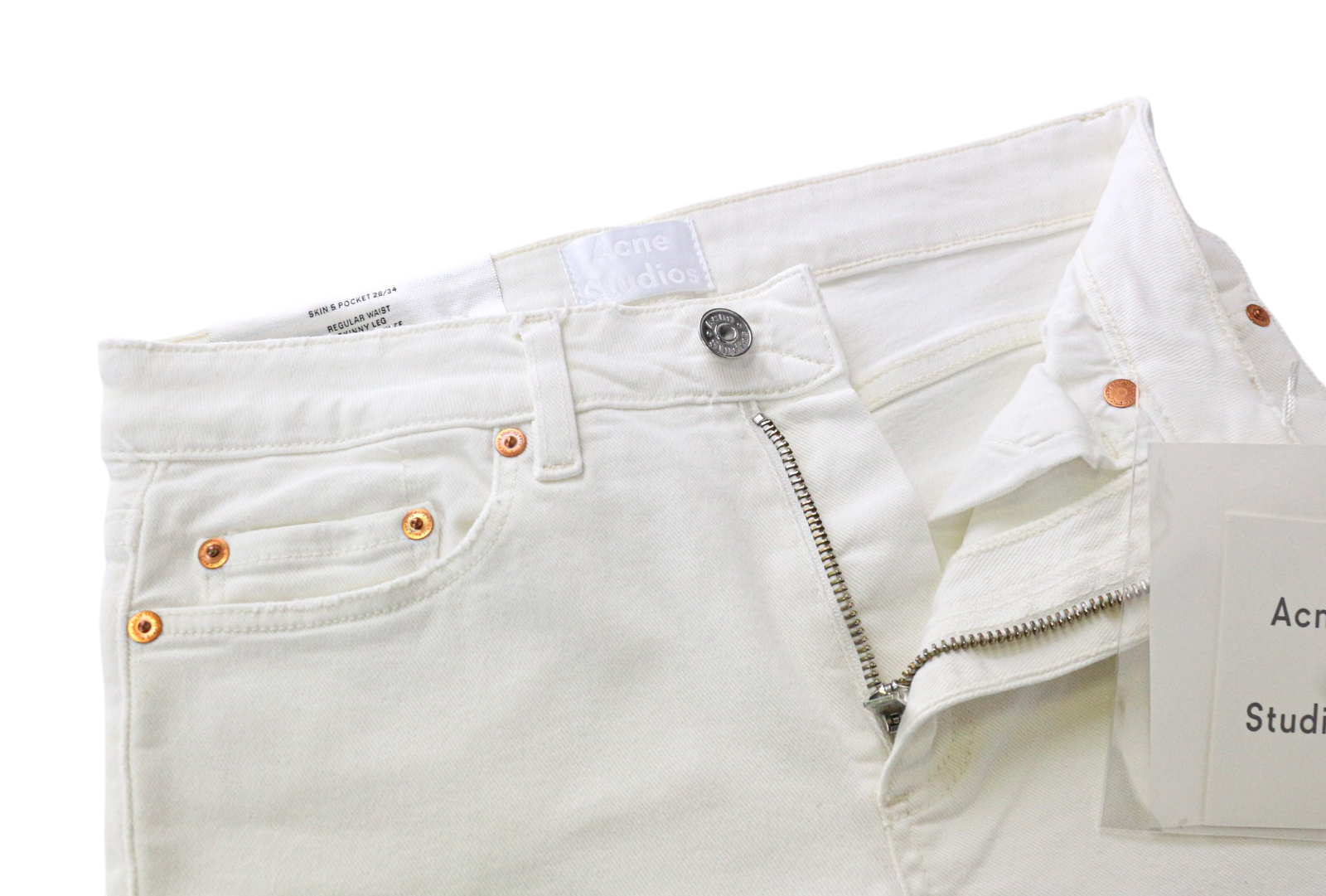 ACNE STUDIOS Skin 5 Women Jeans W26/L34 White Stretch Vintage Skinny Zipped
