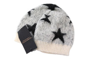 MAISON SCOTCH Women Hat One Size Light Grey Beanie Knit Stars Mohair Blend
