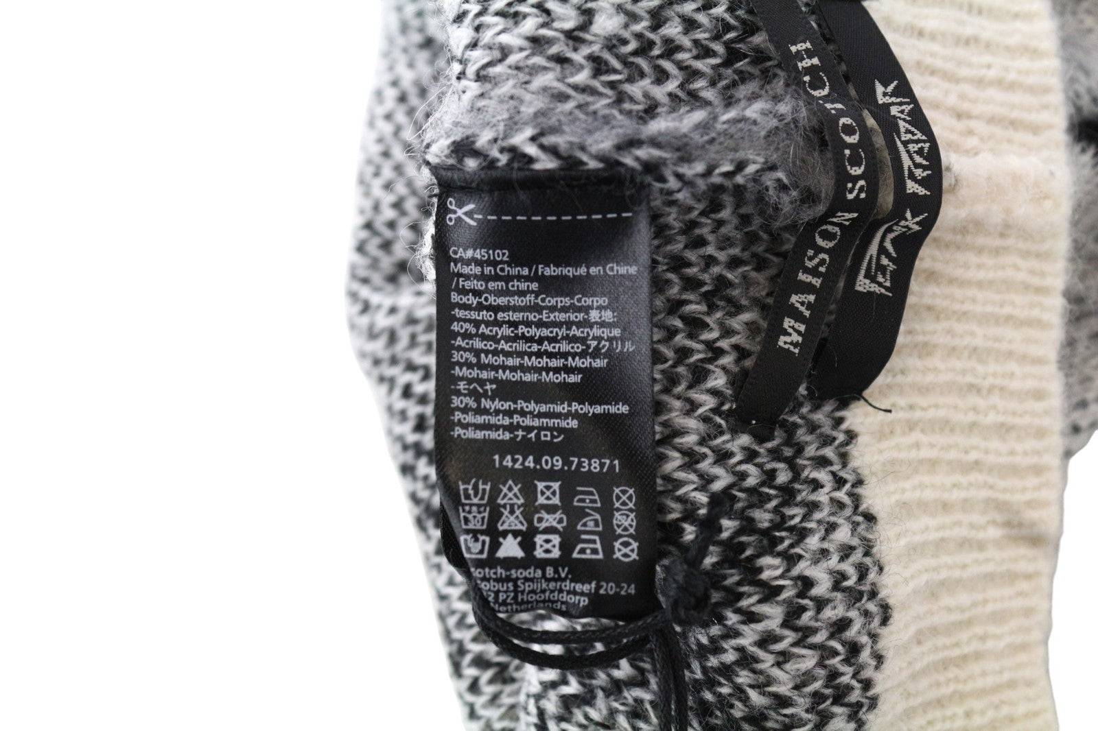 MAISON SCOTCH Women Hat One Size Light Grey Beanie Knit Stars Mohair Blend