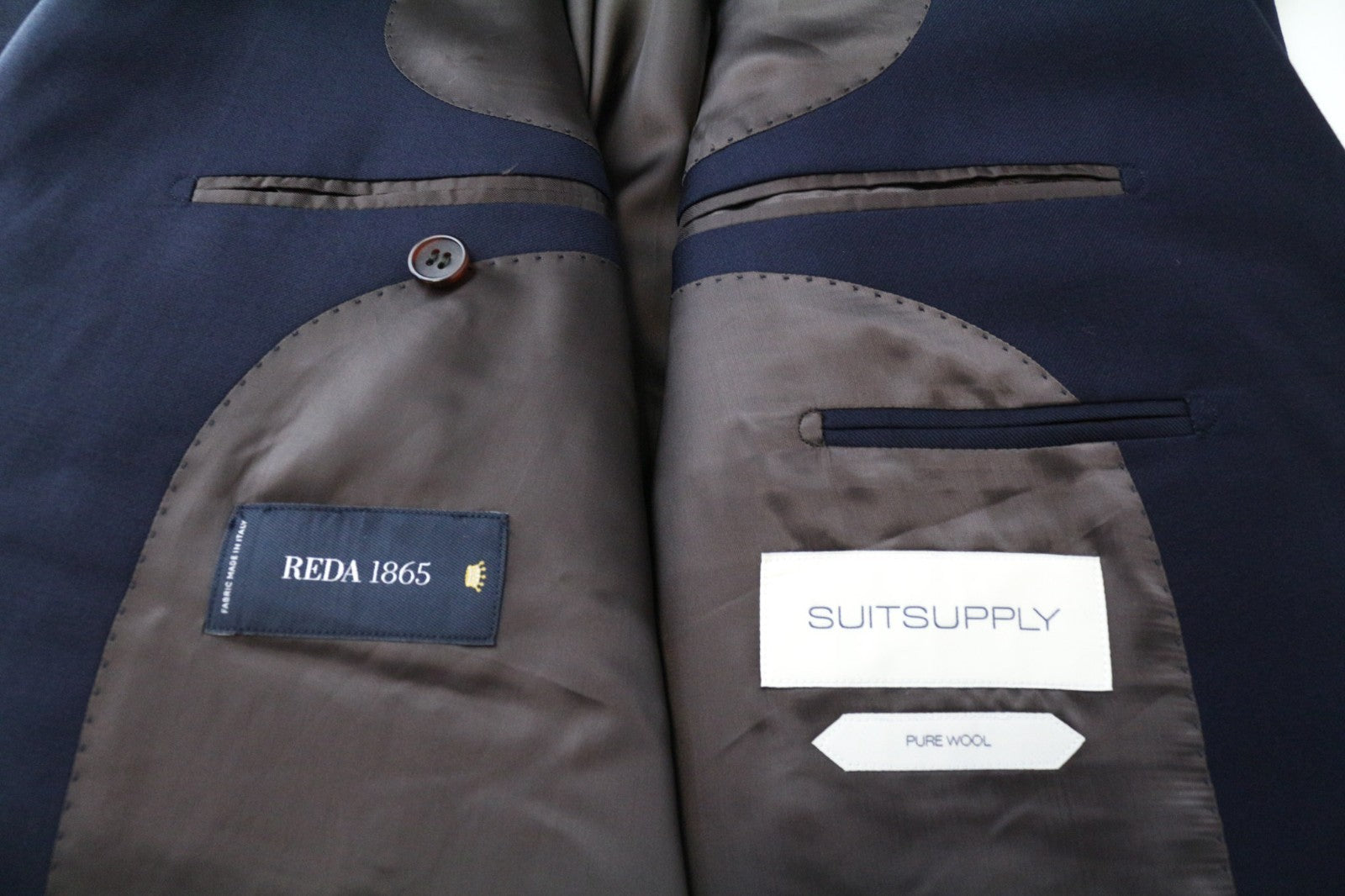 SUITSUPPLY Napoli Men Suit UK46R Notch Lapel Lined Pure Wool Navy Blue 2 Piece