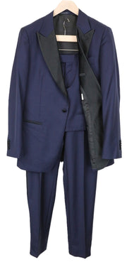 SUITSUPPLY Lazio Tuxedo Men Suit UK40R Slim Pure Wool Super 130's Blue 3 Piece