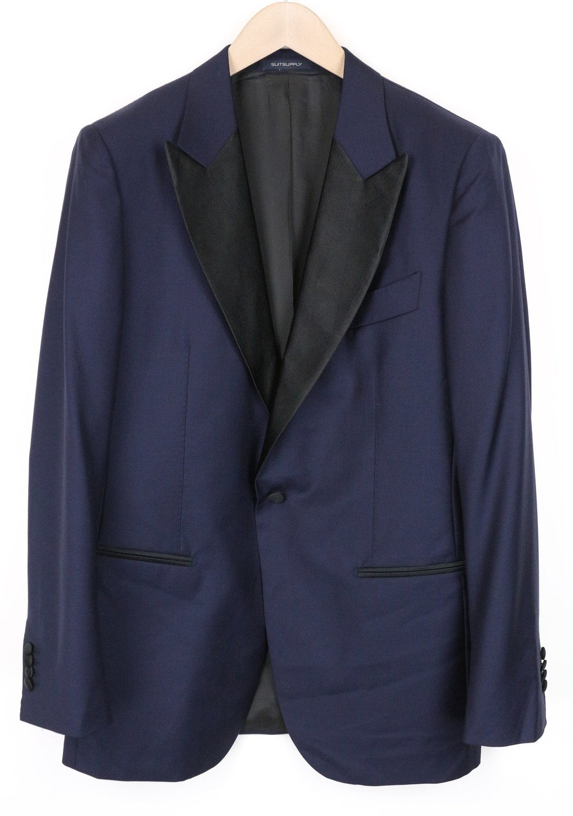 SUITSUPPLY Lazio Tuxedo Men Suit UK40R Slim Pure Wool Super 130's Blue 3 Piece