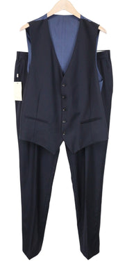 SUITSUPPLY Ferrara Men Suit UK46L Trousers Waistcoat Wool Navy Blue 2 Piece