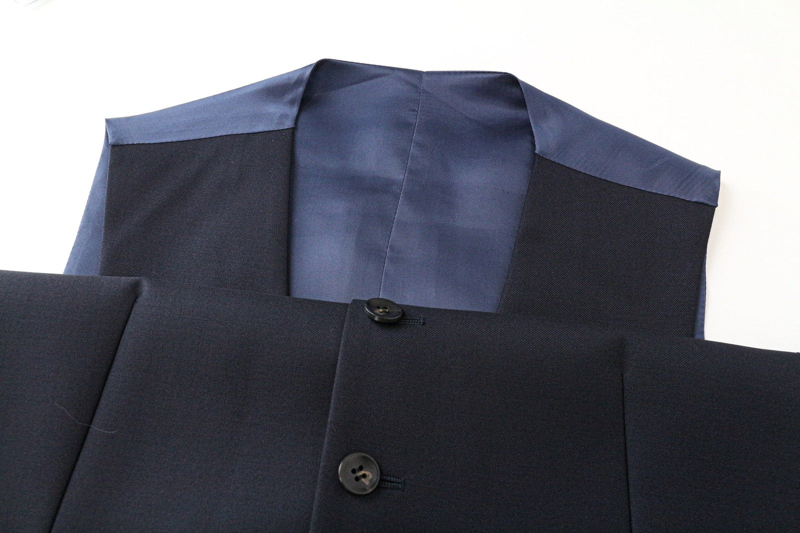SUITSUPPLY Ferrara Men Waistcoat UK32R Blue Pure Wool Single-Breasted V-Neck