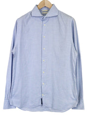 SUITSUPPLY Men Shirt 42/16 1/2 Extra Slim Blue Pure Cotton Cutaway Long Sleeve