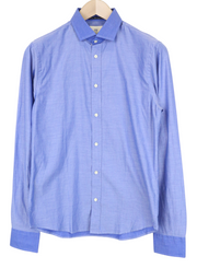 SCOTCH & SODA Ams Couture Men Shirt S Blue Pure Cotton Slim Long Sleeved Formal