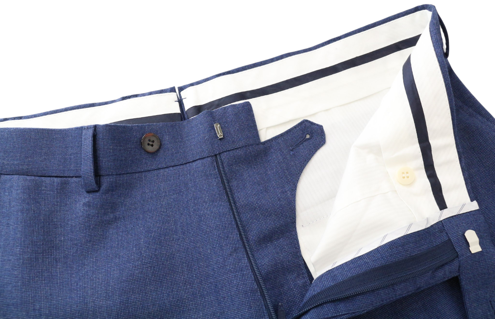 SUITSUPPLY Brescia Men Trousers UK42R Pure Wool Blue Pleated Front Classic