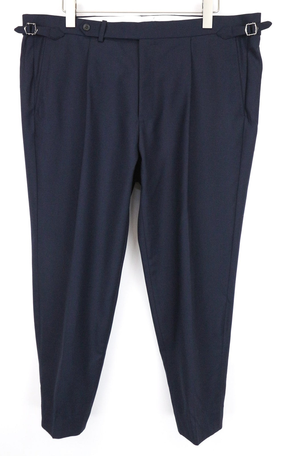 SUITSUPPLY Vigo Men Trousers UK40R Navy Blue Pure Wool Side Adjusted Pleated