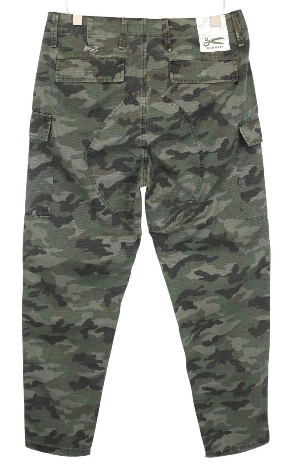 DENHAM Nato Men Trousers W29/L34 Pure Cotton Green Camouflage Pattern Cargo