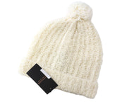MAISON SCOTCH Teddie Women Hat OS Off-White Alpaca Wool Blend Pom Pom Beanie