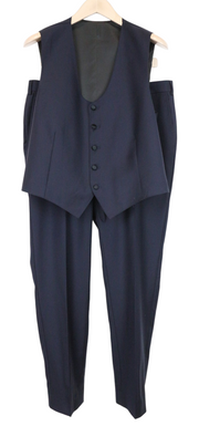 SUITSUPPLY Ferrara Men Suit UK42S Trousers Waistcoat Navy Blue Wool 2 Piece