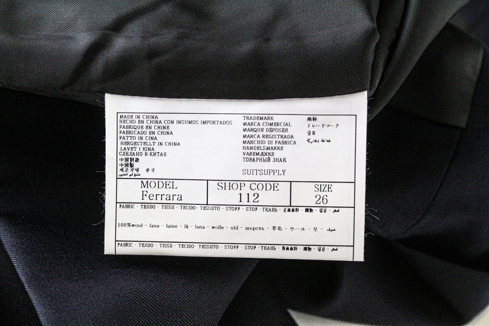 SUITSUPPLY Ferrara Men Suit UK42S Trousers Waistcoat Navy Blue Wool 2 Piece
