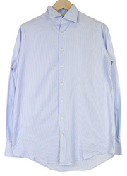 SUITSUPPLY Men Shirt 39/15 1/2 Slim Blue Pure Cotton Striped Button-Up