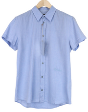 RICHMOND Men Shirt 48 M Blue Pure Cotton Short Sleeved Button-Up Collared