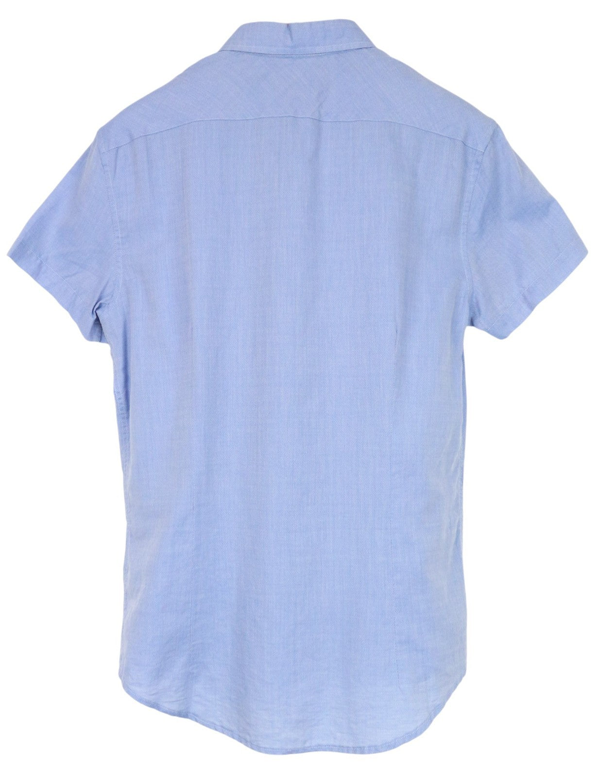 RICHMOND Men Shirt 48 M Blue Pure Cotton Short Sleeved Button-Up Collared