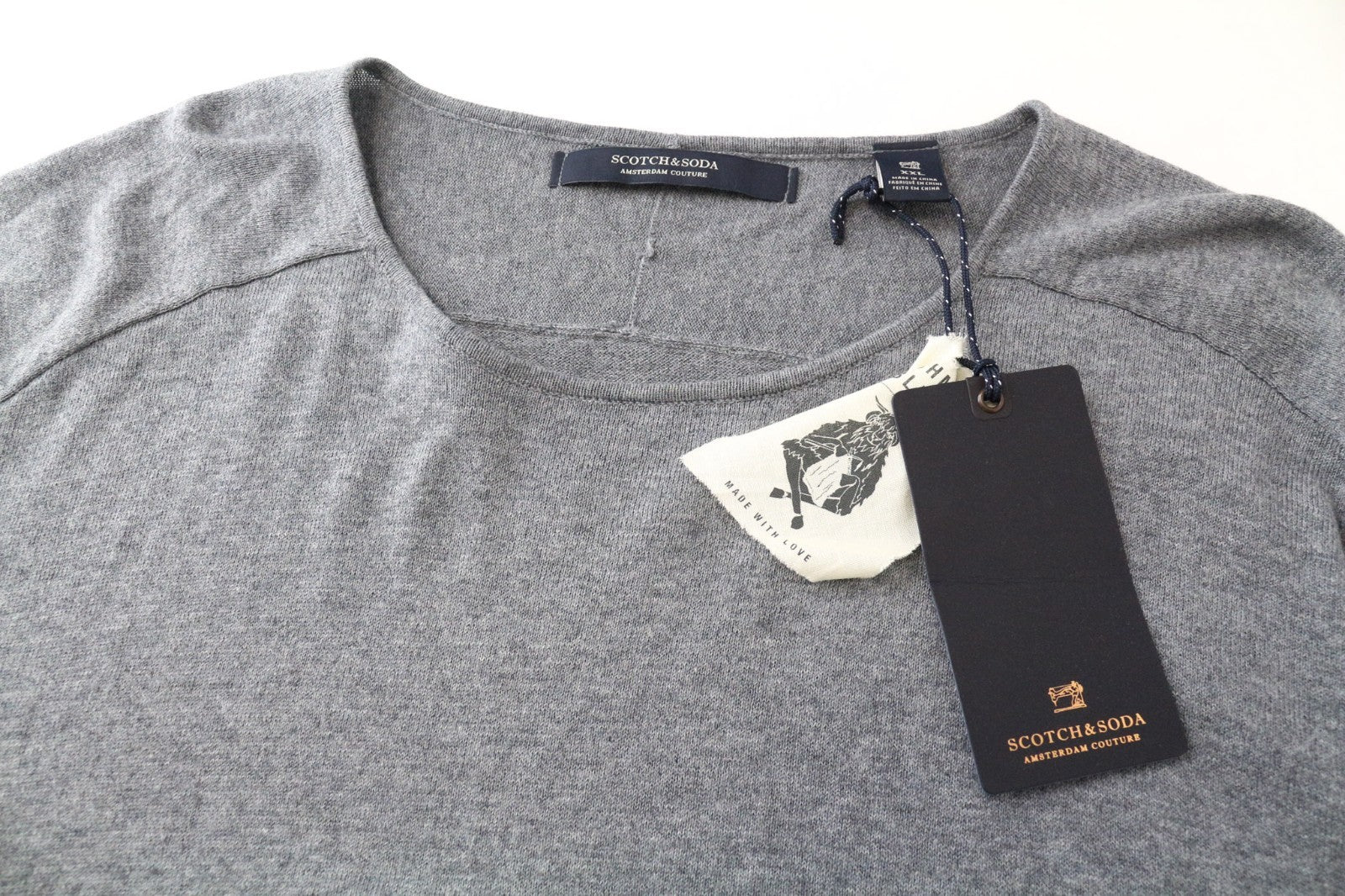 SCOTCH & SODA Ams Couture Men Sweatshirt 2XL Grey Cotton Cashmere Long Sleeved