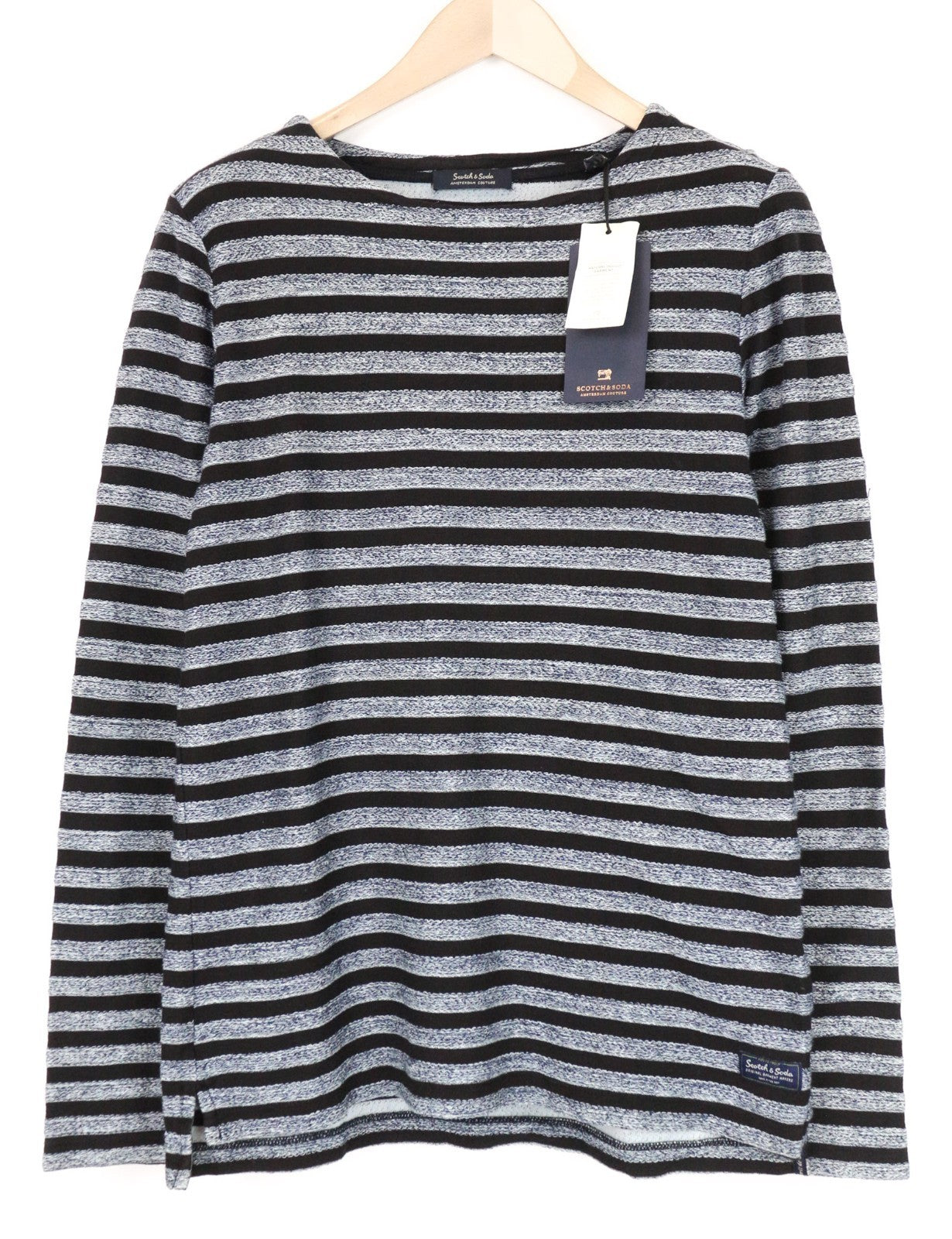 SCOTCH & SODA Ams Couture Men Sweatshirt S Blue Pure Cotton Striped Long Sleeve