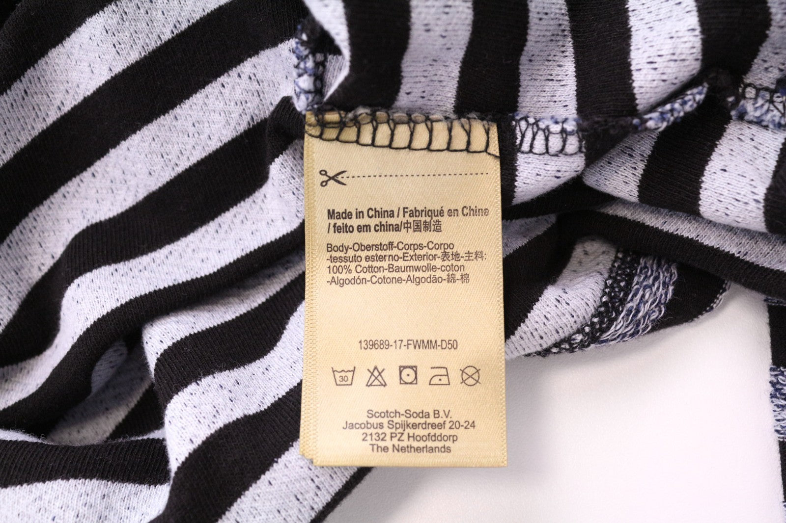 SCOTCH & SODA Ams Couture Men Sweatshirt S Blue Pure Cotton Striped Long Sleeve