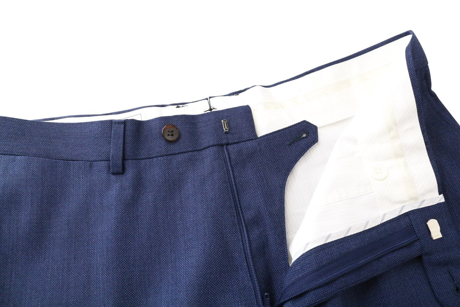 SUITSUPPLY Brescia Men Trousers UK42 Blue Pleated Front Classic Formal