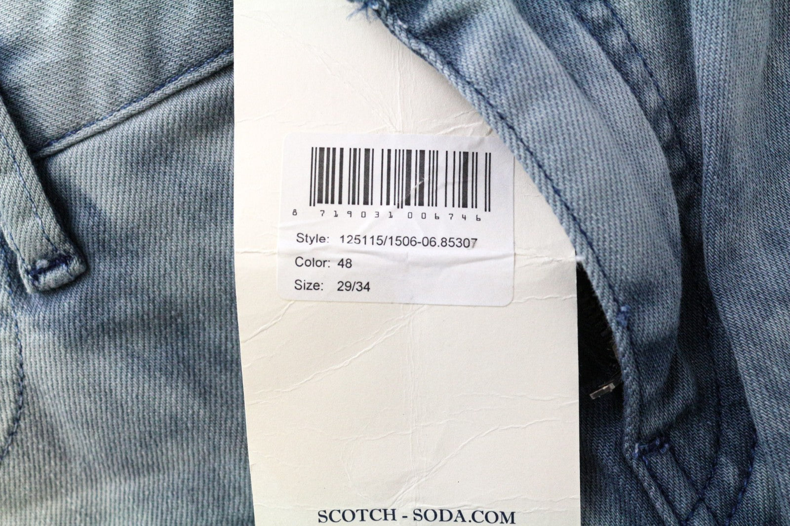 SCOTCH & SODA Skim Men Jeans W29/L34 Skinny Fit Cotton Stretch Blue Washed