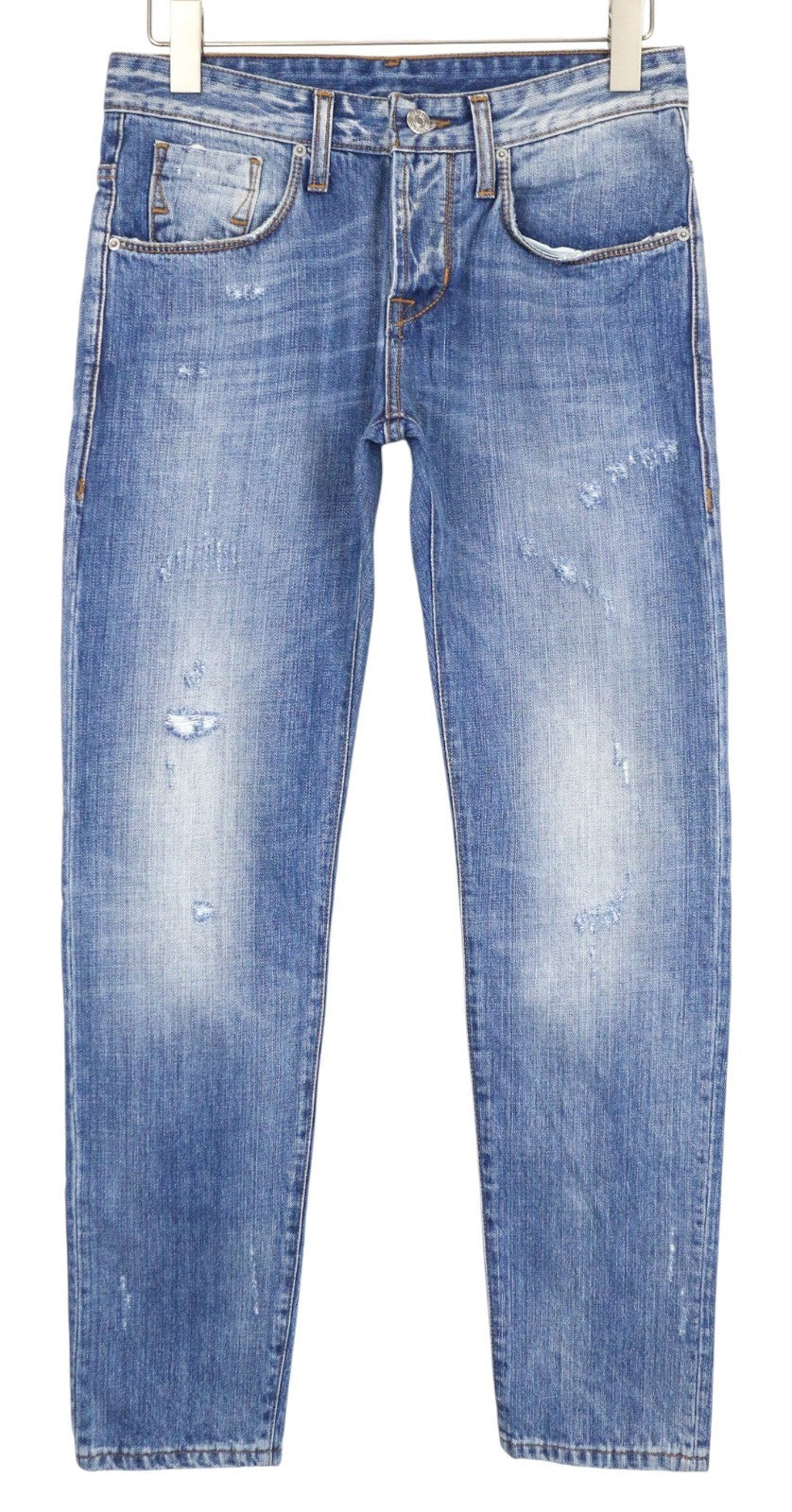 TAKESHY KUROSAWA Men Jeans W30 Slim Blue Pure Cotton Washed Distressed