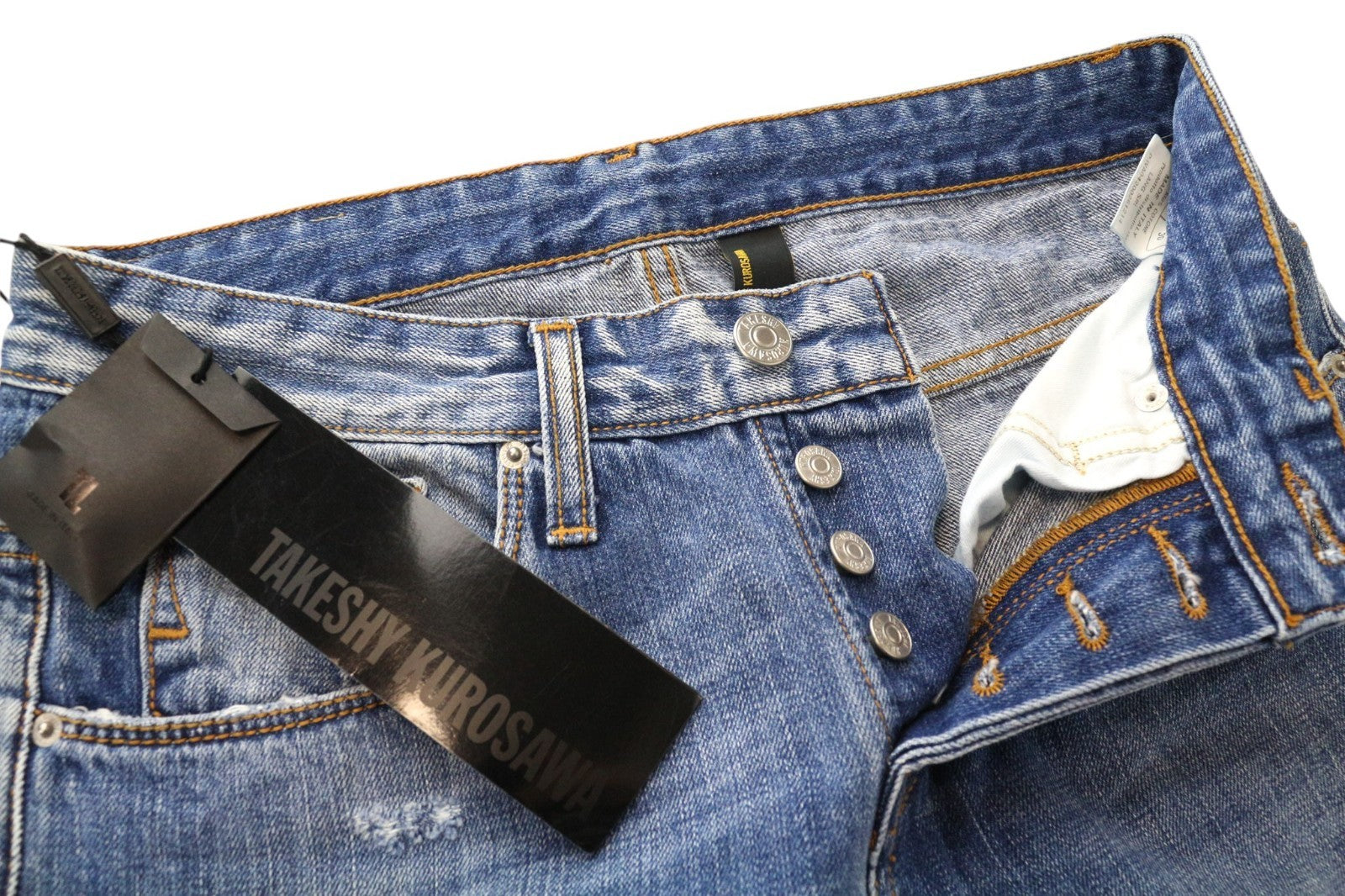 TAKESHY KUROSAWA Men Jeans W30 Slim Blue Pure Cotton Washed Distressed