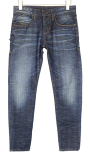 TAKESHY KUROSAWA Men Jeans W30 Slim Fit Dark Blue Pure Cotton Washed