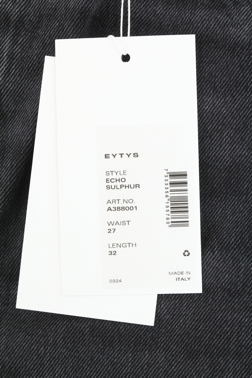 EYTYS Echo Sulphur Oversized Baggy Women Jeans W27/L32 Black Fade RRP370