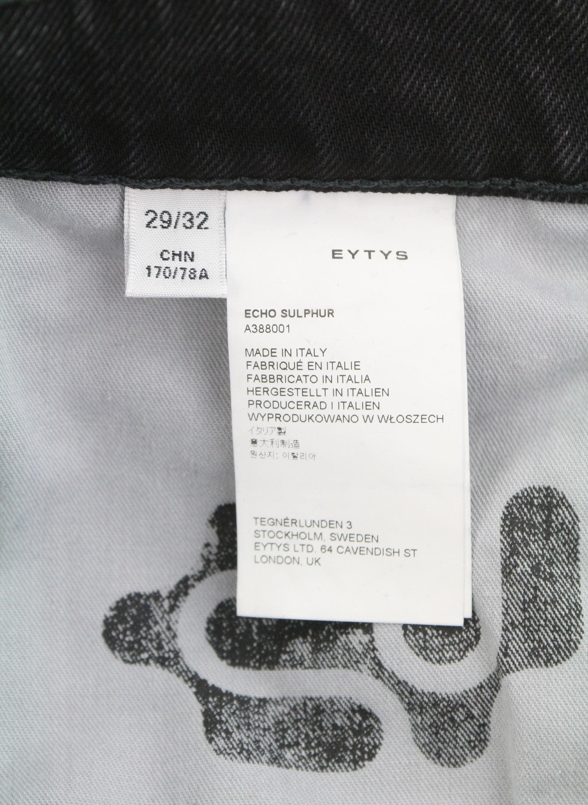 EYTYS Echo Sulphur Loose Baggy Women Jeans W29/L32 Black Fade Unisex RRP370