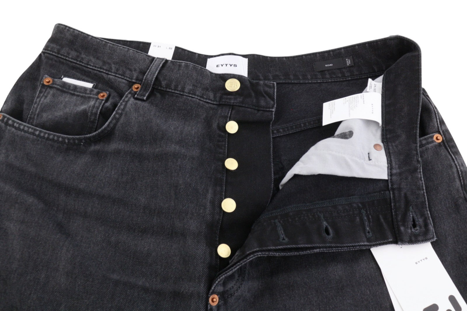 EYTYS Echo Sulphur Oversize Baggy Men Jeans W31/L32 Washed Black Unisex RRP370