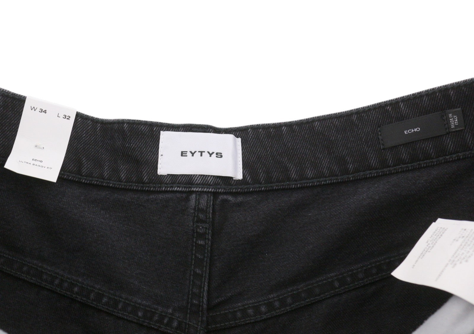 EYTYS Echo Sulphur Wide Baggy Men Jeans W34/L32 Black Faded Unisex RRP370